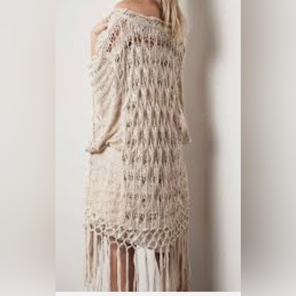 American Eagle Outfitters Sweaters - American Eagle knit bohemian fringe kimono open front cardigan size Small